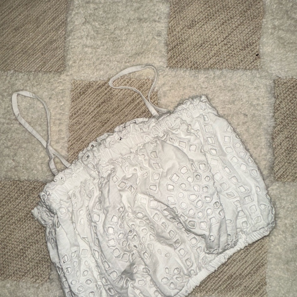 Express White Eyelet Tank Top